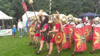 Roman Reenactment at the Amphitheatre in Caerleon Marching In [upl. by Yenahs]