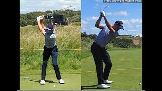 Justin Thomas golf swing  Long Iron faceon amp downtheline July 2017 [upl. by Eerpud]