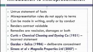 Misrepresentation Lecture 1 of 4 [upl. by Duster493]